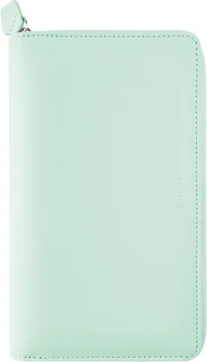 Filofax Saffiano Zip Organizer, Personal Compact Size, Neo Mint - Cross-Grain, Leather-Look, Six Rings, Week-to-View Calendar Diary, Multilingual, 2025 (C028811-25)