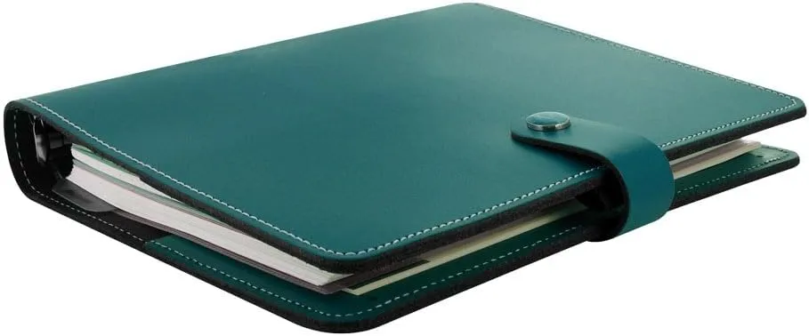 Filofax The Original Organizer, A5 Size, Dark Aqua - Leather, Six Rings, Week-to-View Calendar Diary, Multilingual, 2025 (C022383-25)