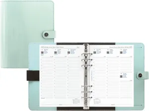 Filofax The Original Organizer, A5 Size, Duck Egg - Leather, Six Rings, Week-to-View Calendar Diary, Multilingual, 2025 (C026039-25)