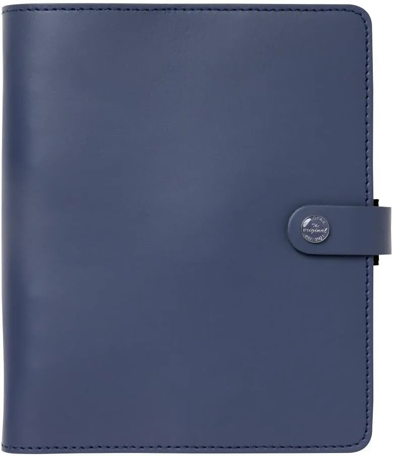 Filofax The Original Organizer, A5 Size, Midnight Blue - Leather, Six Rings, Week-to-View Calendar Diary, Multilingual, 2025 (C022661-25)