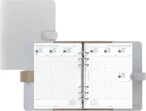 Filofax The Original Organizer, A5 Size, Stone - Leather, Six Rings, Week-to-View Calendar Diary, Multilingual, 2025 (C026067-25)