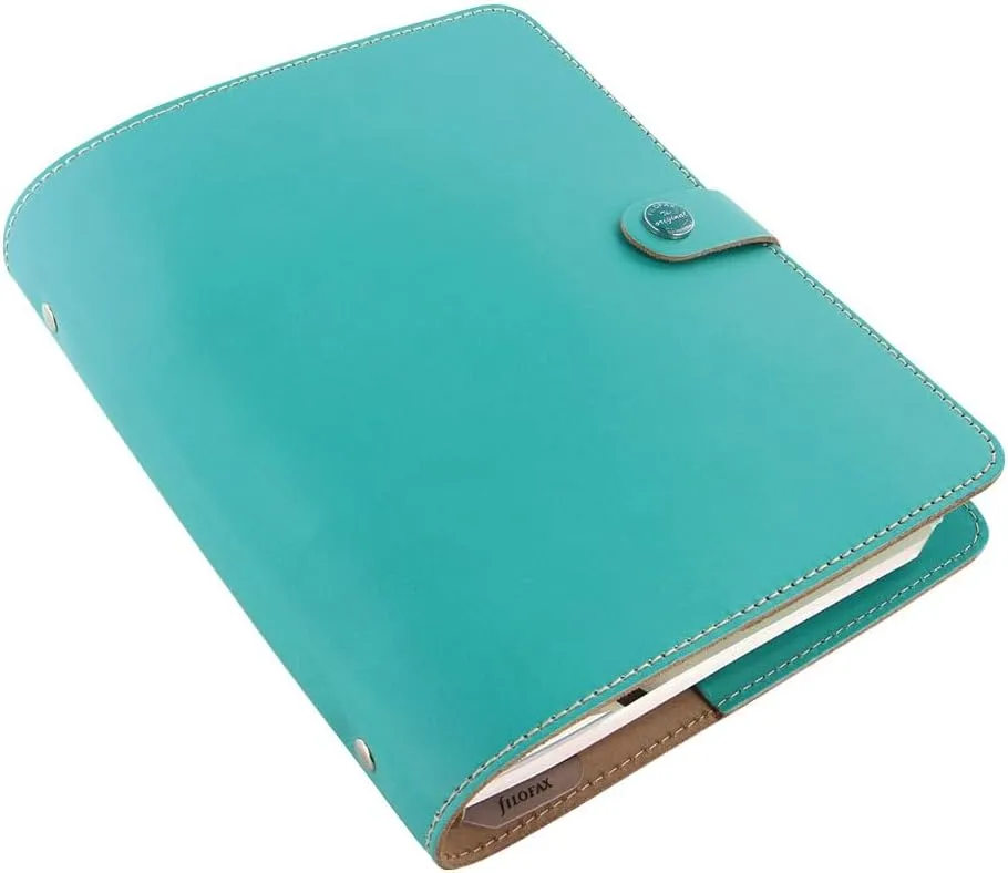 Filofax The Original Organizer, A5 Size, Turquoise - Leather, Six Rings, Week-to-View Calendar Diary, Multilingual, 2025 (C022600-25)