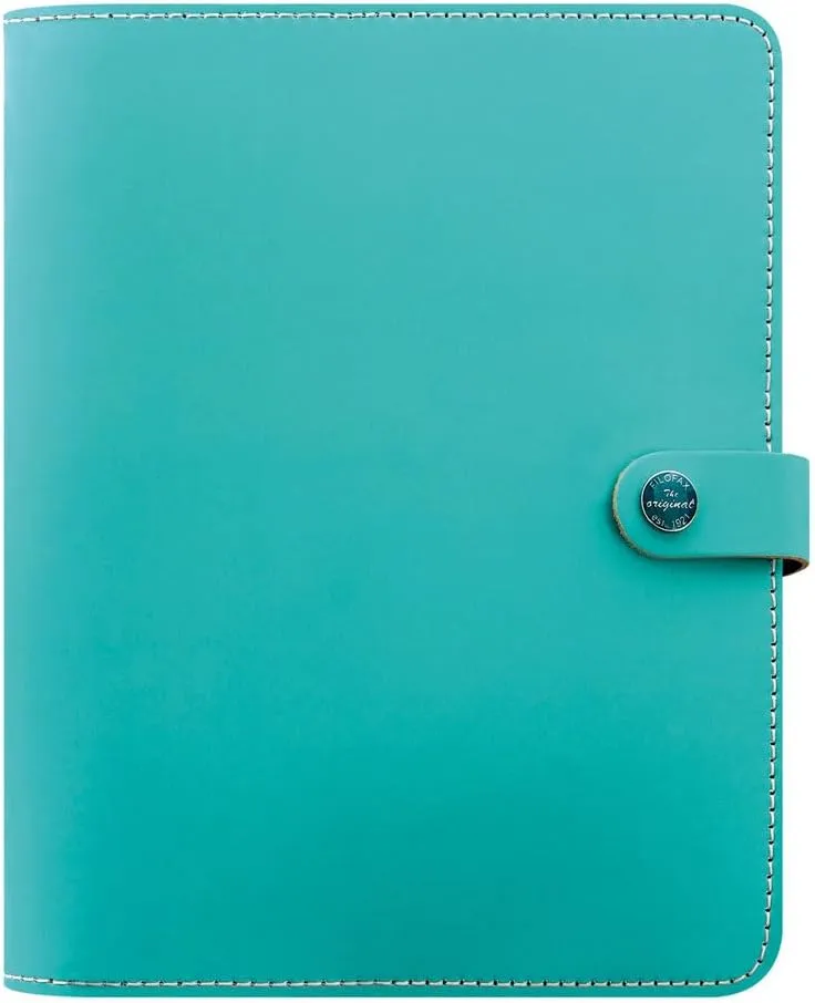 Filofax The Original Organizer, A5 Size, Turquoise - Leather, Six Rings, Week-to-View Calendar Diary, Multilingual, 2025 (C022600-25)