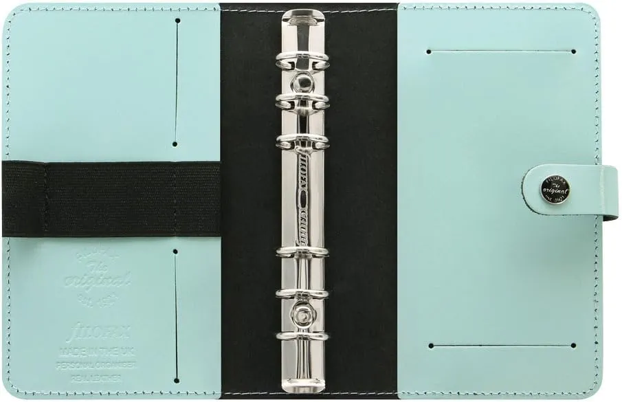Filofax The Original Organizer, Personal Size, Duck Egg - Leather, Six Rings, Week-to-View Calendar Diary, Multilingual, 2025 (C026038-25)