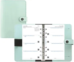 Filofax The Original Organizer, Personal Size, Duck Egg - Leather, Six Rings, Week-to-View Calendar Diary, Multilingual, 2025 (C026038-25)