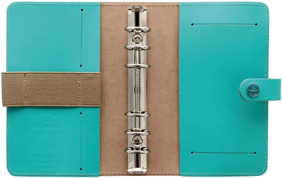 Filofax The Original Organizer, Personal Size, Turquoise - Leather, Six Rings, Week-to-View Calendar Diary, Multilingual, 2025 (C022597-25)