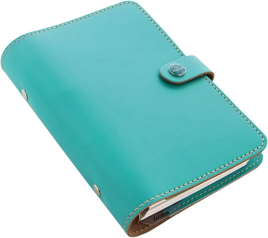 Filofax The Original Organizer, Personal Size, Turquoise - Leather, Six Rings, Week-to-View Calendar Diary, Multilingual, 2025 (C022597-25)