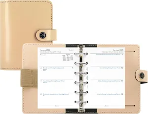 Filofax The Original Organizer, Pocket Size, Patent Nude - Leather, Six Rings, Week-to-View Calendar Diary, Multilingual, 2025 (C026085-25)