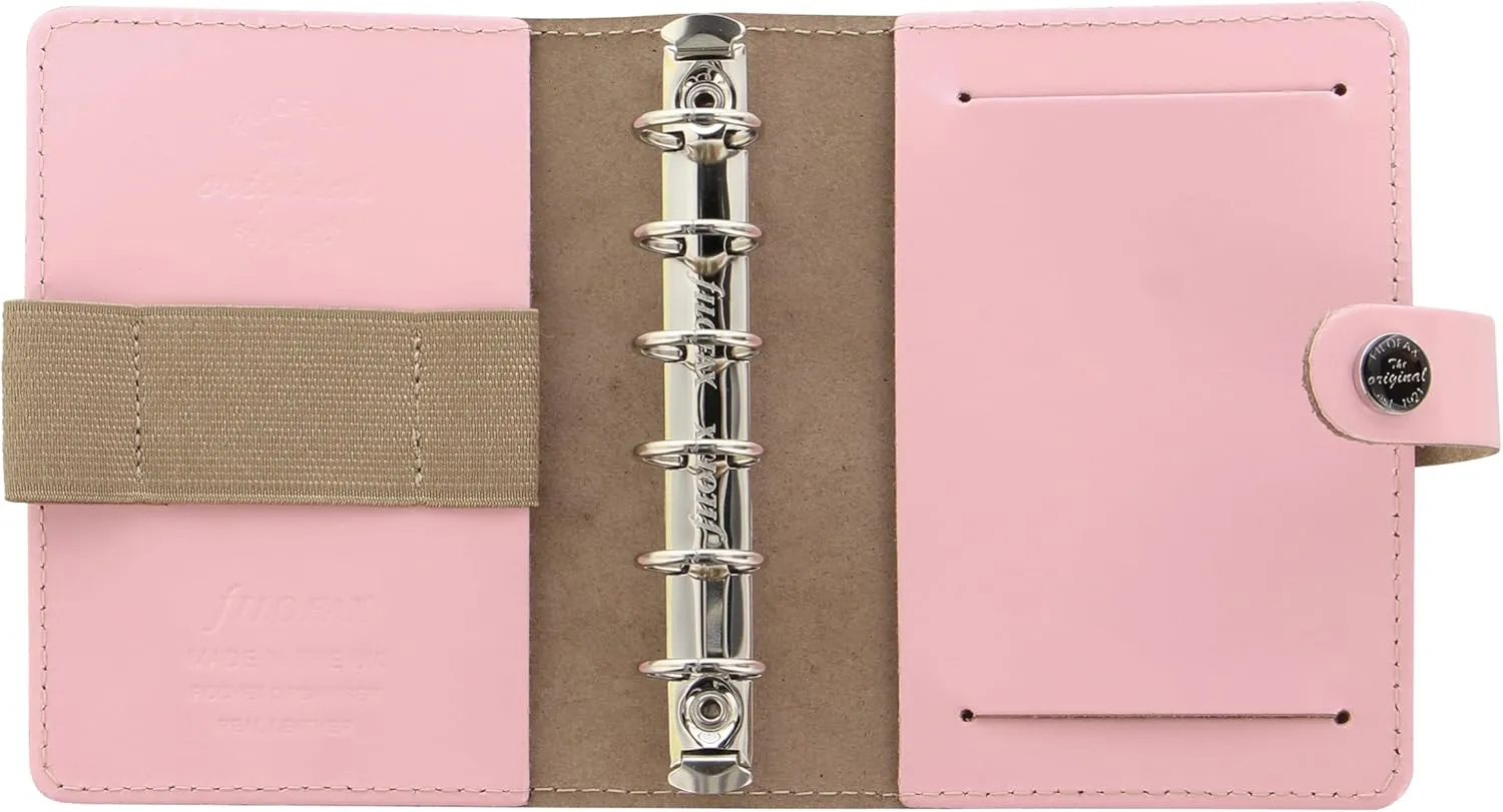 Filofax The Original Organizer, Pocket Size, Patent Rose - Leather, Six Rings, Week-to-View Calendar Diary, Multilingual, 2025 (C026081-25)