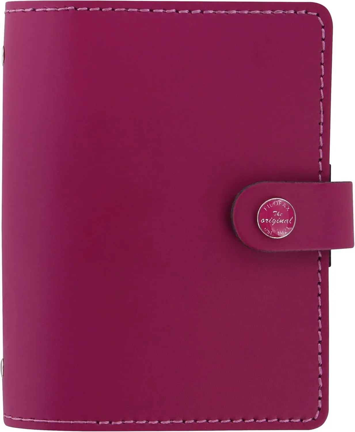 Filofax The Original Organizer, Pocket Size, Raspberry - Leather, Six Rings, Week-to-View Calendar Diary, Multilingual, 2025 (C026082-25)
