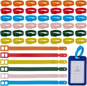 FINGERINSPIRE 48 Pcs 6 Colors Plastic Luggage Tag Strap with Secure Post and Notch Buckle PVC Suitcase Name Tag Holders Replacement Loop Belts Strap for Backpacks ID Card Travel Hanging Accessories