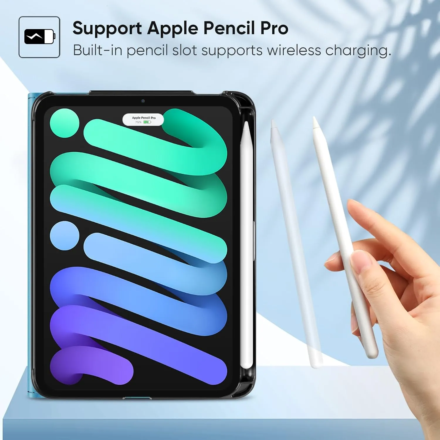 Fintie Folio Case for iPad Mini 7 (A17 Pro, 7th Generation) 2024 / iPad Mini 6 (6th Gen) 8.3 Inch, Multi-Angle Smart Stand Cover with Pencil Holder & Pocket, Auto Sleep/Wake, Glittering Blue