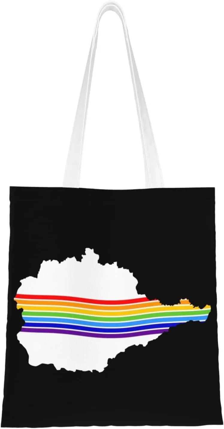 Flag Map of the Jewish Autonomous Oblast Tote Bag for Women Canvas Shopping Bags Reusable Beach Bag Grocery Bags Tote Shoulder Bag Gift Bags