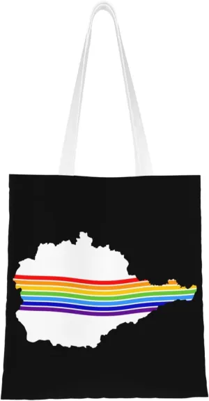 Flag Map of the Jewish Autonomous Oblast Tote Bag for Women Canvas Shopping Bags Reusable Beach Bag Grocery Bags Tote Shoulder Bag Gift Bags