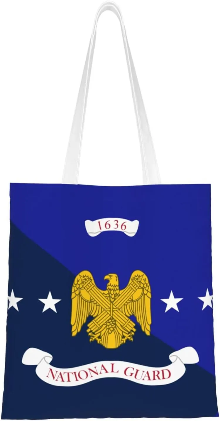 Flag of the National Guard Bureau Tote Bag for Women Canvas Shopping Bags Reusable Large Capacity Casual Shoulder Handbags Grocery Bags DIY Gift Bags