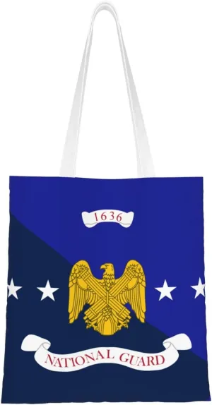 Flag of the National Guard Bureau Tote Bag for Women Canvas Shopping Bags Reusable Large Capacity Casual Shoulder Handbags Grocery Bags DIY Gift Bags