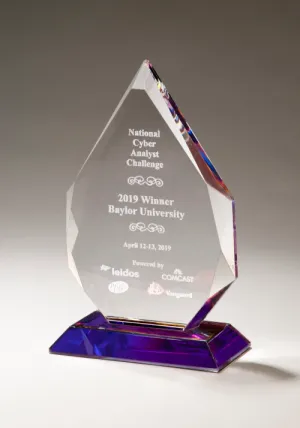 Flame Series Crystal Award with Prism-Effect Base