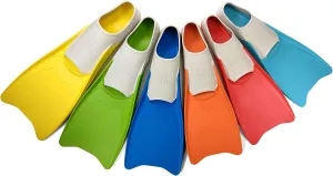 Flow Premium Rubber Long Fins for Swim and Lap Training - Youth Sizes for Kids, Young Men, and Women