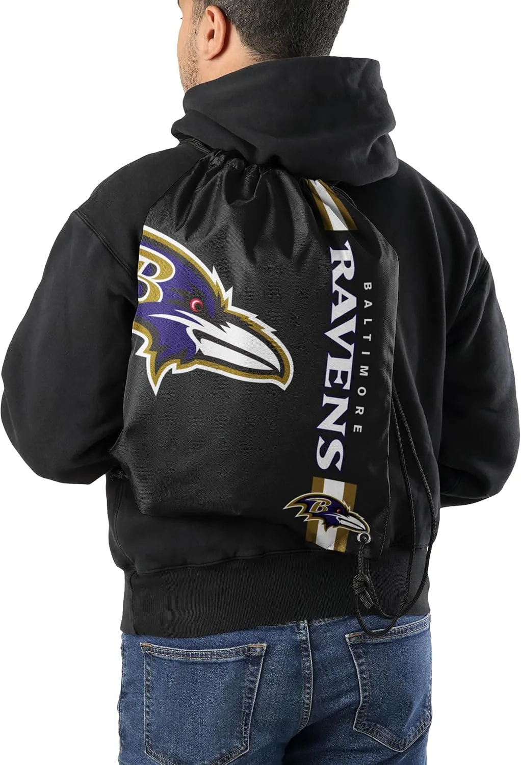 FOCO Baltimore Ravens NFL Alternate Color Big Logo Drawstring Backpack - Black