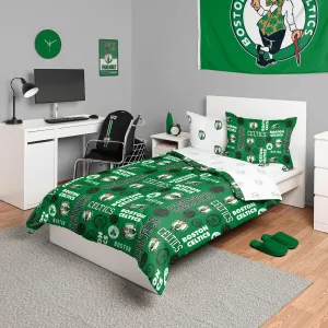 FOCO Boston Celtics NBA Team Color Bed in a Bag Comforter Bedding 5 Piece Set - Twin