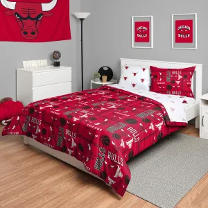 FOCO Chicago Bulls NBA Team Color Bed in a Bag Comforter Bedding 5 Piece Set - Full