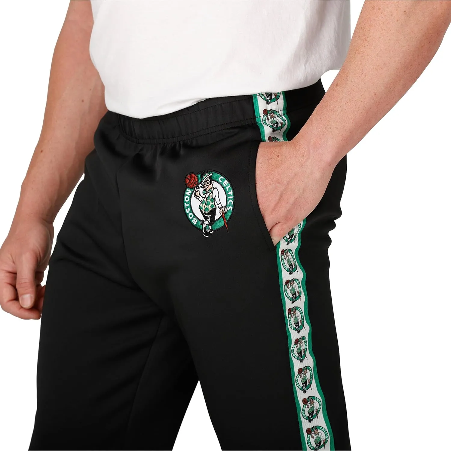 FOCO Men's NBA Team Color Stripe Logo Track Suit Pants