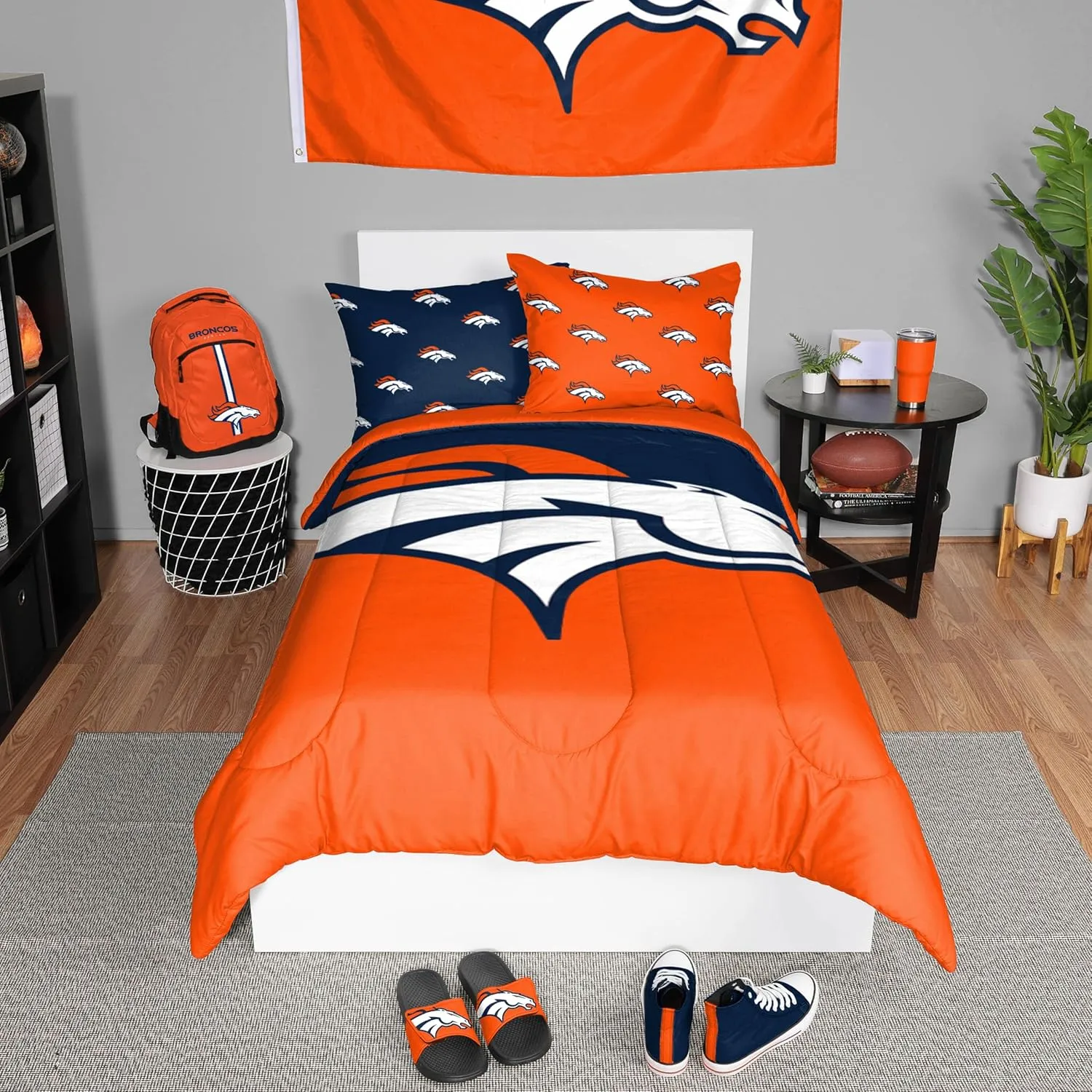 FOCO Miami Dolphins NFL Team Color Bed In a Bag Comforter Bedding 3 Piece Twin Set