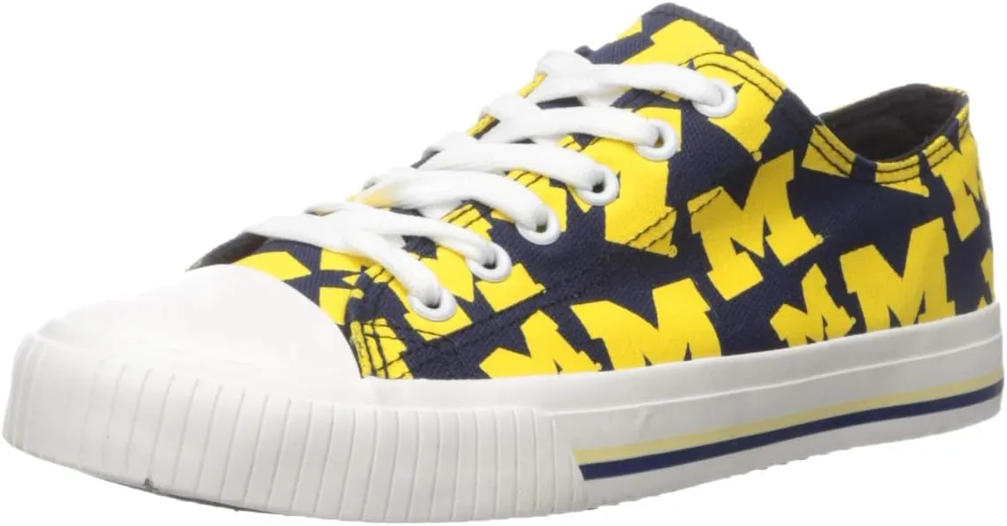 FOCO Michigan Wolverines NCAA Womens Low Top Repeat Print Canvas Shoes - 7