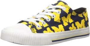 FOCO Michigan Wolverines NCAA Womens Low Top Repeat Print Canvas Shoes - 7