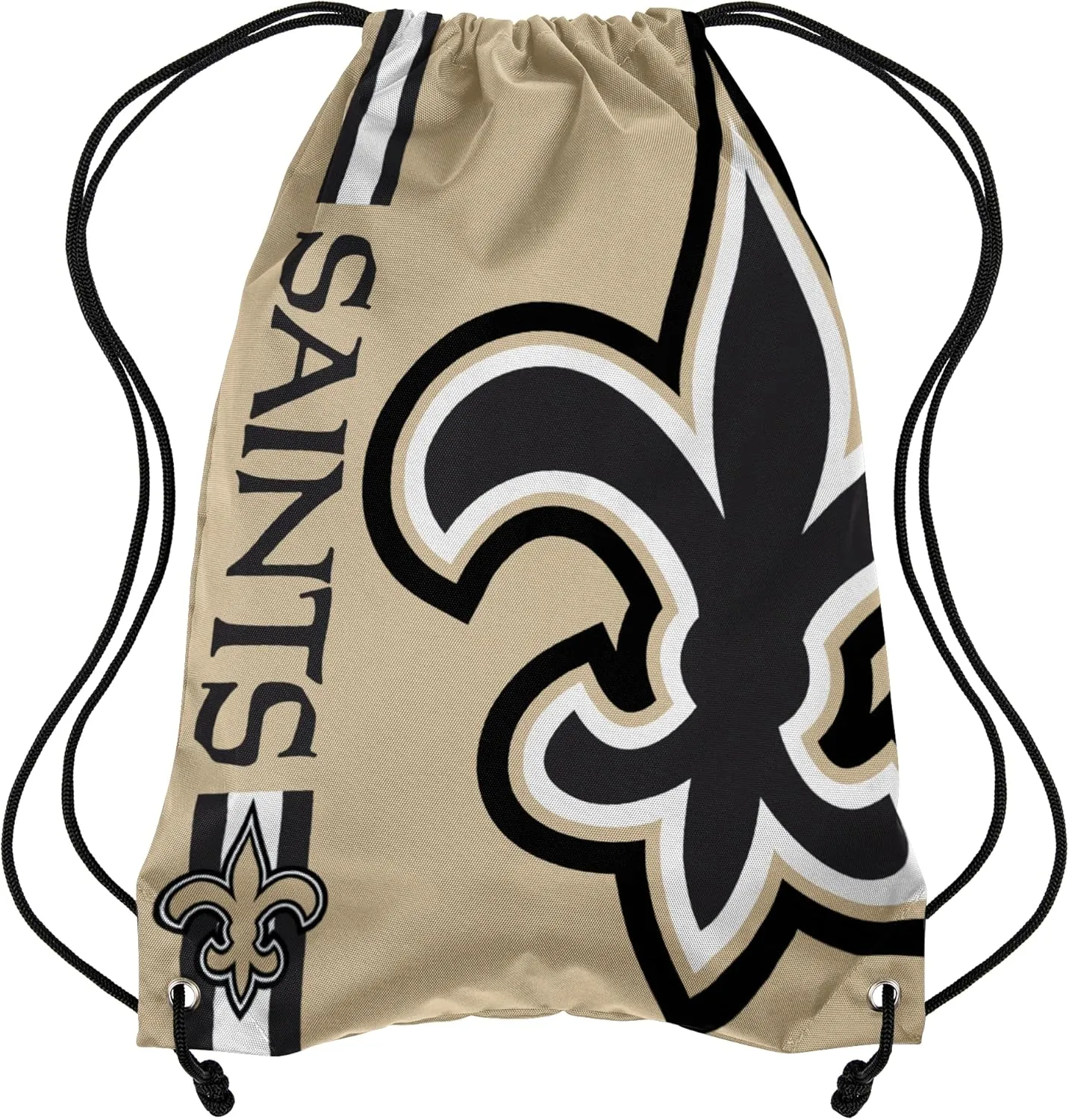 FOCO New Orleans Saints NFL Alternate Color Big Logo Drawstring Backpack - Gold