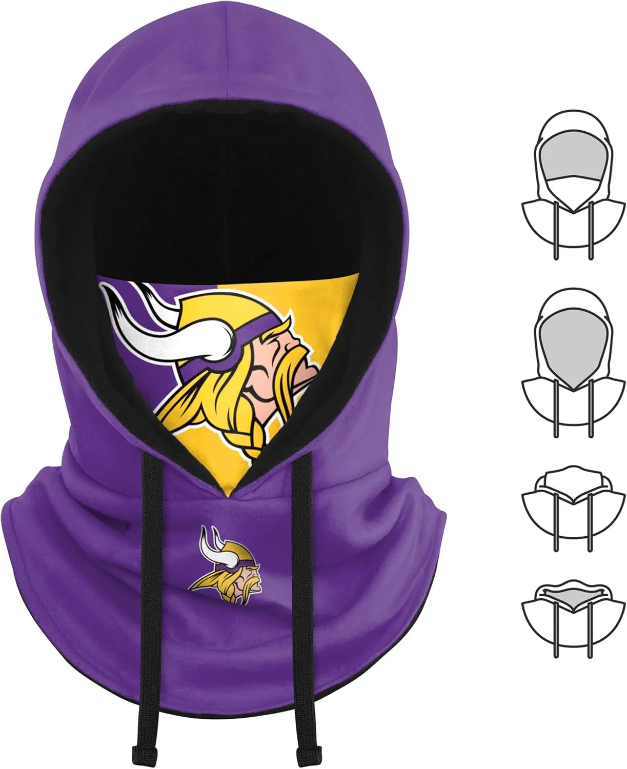 FOCO NFL Logo Team Color Drawstring Winter Cap Hooded Gaiter Balaclava Face Cover