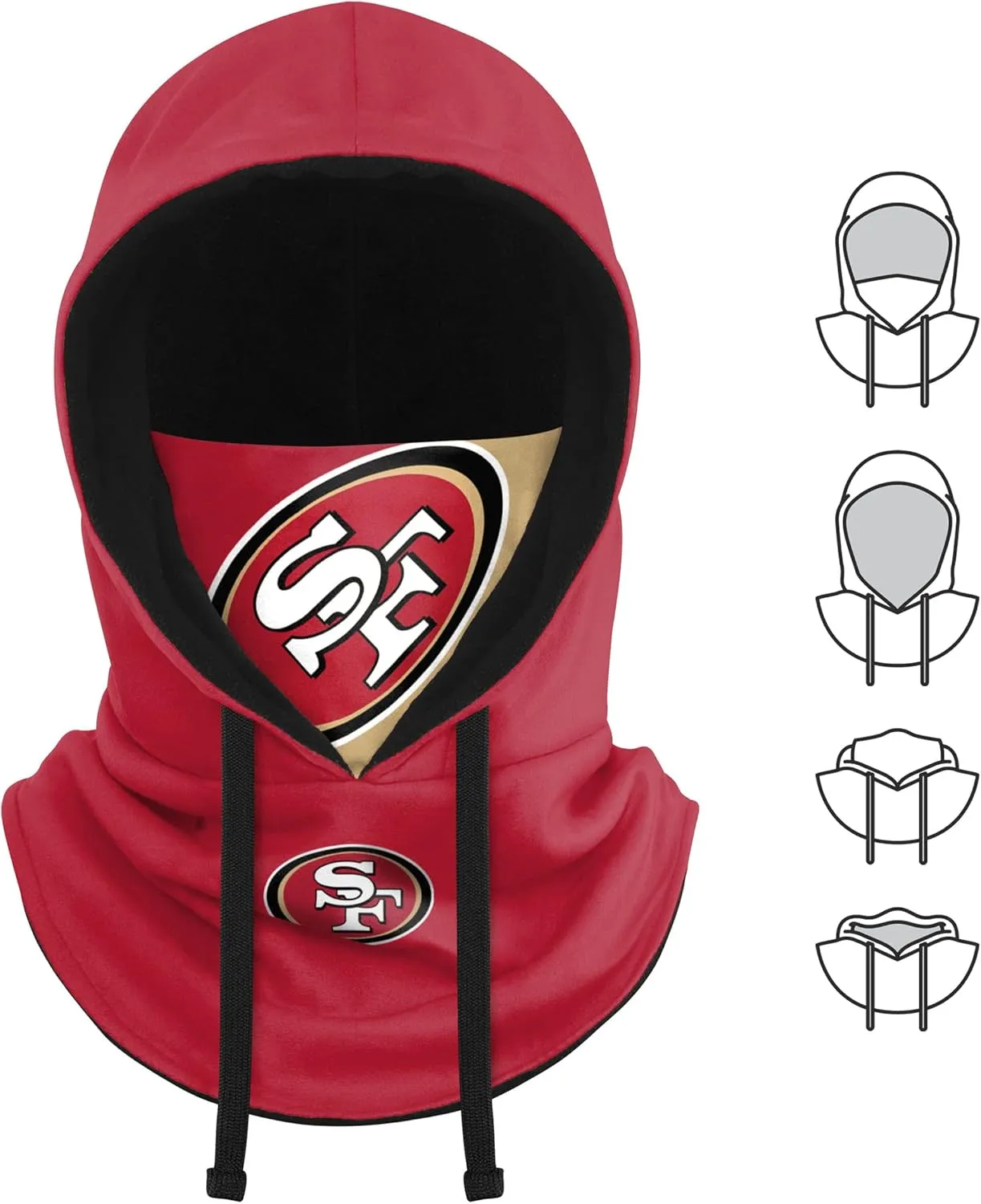 FOCO NFL Logo Team Color Drawstring Winter Cap Hooded Gaiter Balaclava Face Cover