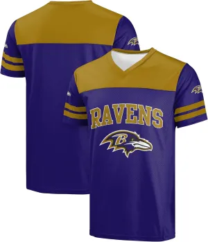 FOCO NFL Men's Officially Licensed Primary Logo Team Color Wordmark Game Day V-Neck Football Jersey