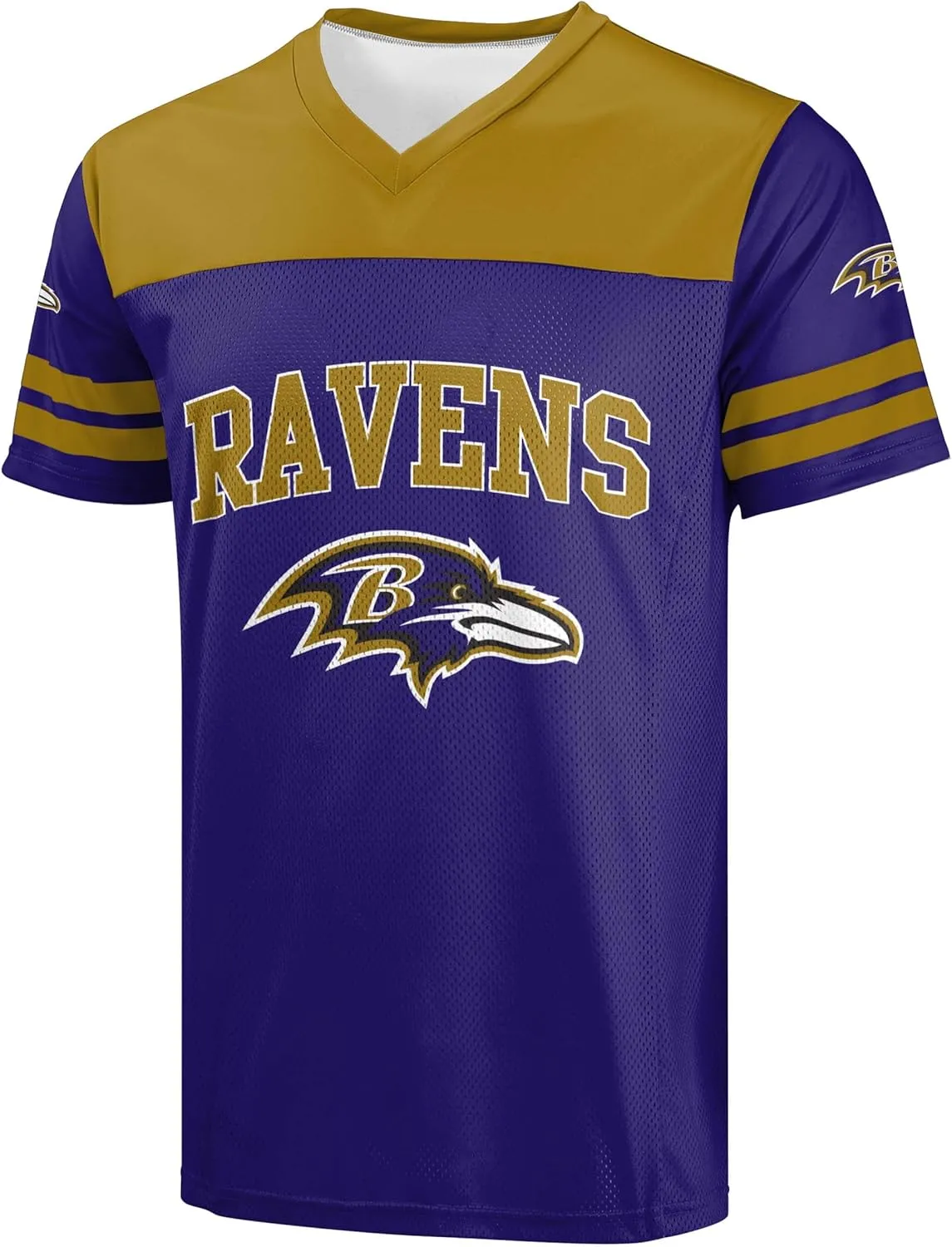 FOCO NFL Men's Officially Licensed Primary Logo Team Color Wordmark Game Day V-Neck Football Jersey