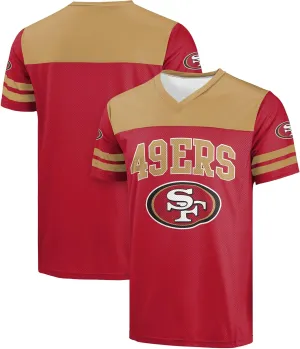 FOCO NFL Men's Officially Licensed Primary Logo Team Color Wordmark Game Day V-Neck Football Jersey