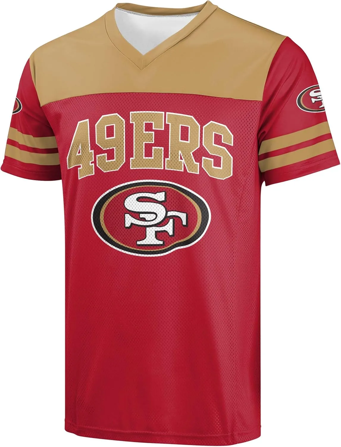FOCO NFL Men's Officially Licensed Primary Logo Team Color Wordmark Game Day V-Neck Football Jersey