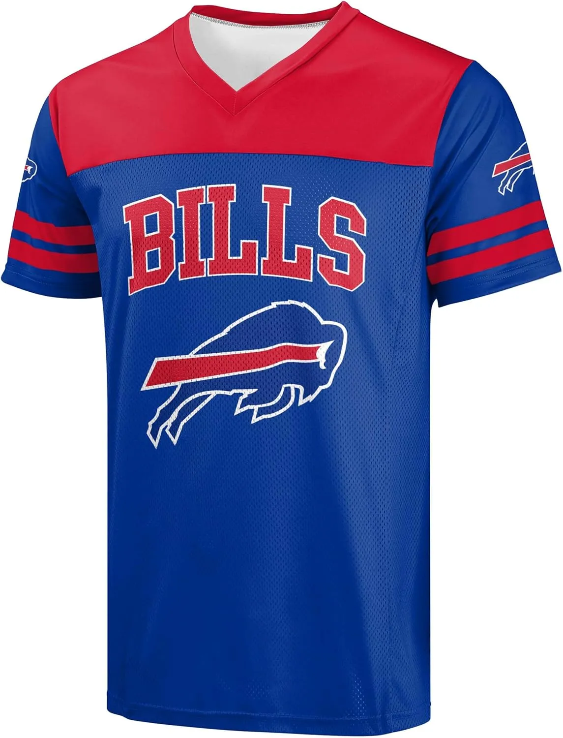 FOCO NFL Men's Officially Licensed Primary Logo Team Color Wordmark Game Day V-Neck Football Jersey