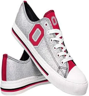 FOCO Ohio State Buckeyes NCAA Womens Glitter Low Top Canvas Shoes - 6