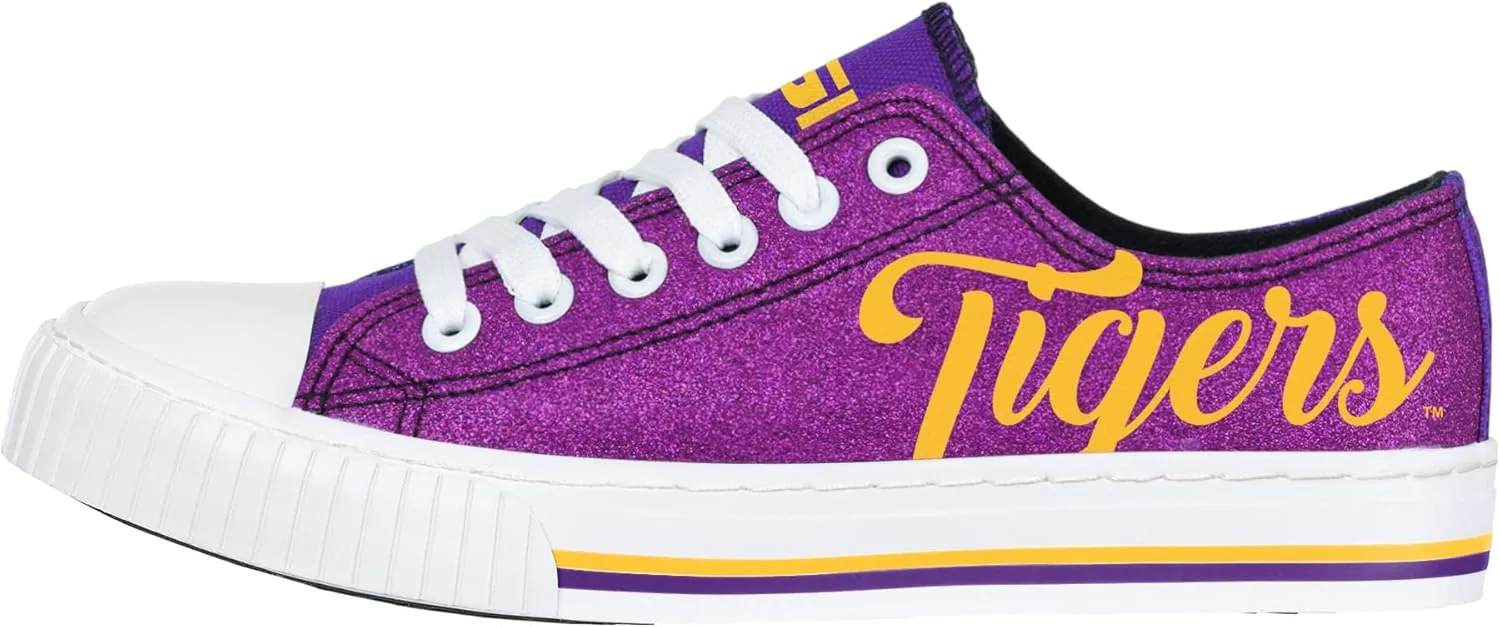 FOCO Women's NCAA College Team Logo Fashion Low Top Canvas Sneakers Shoes