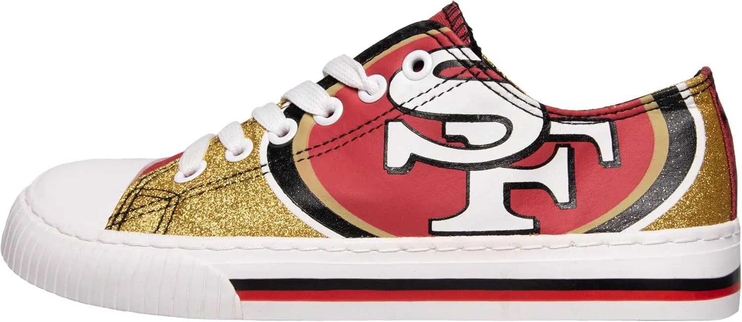 FOCO Women's NFL Team Logo Ladies Fashion Glitter Low Top Canvas Sneakers Shoes Dallas Cowboys Shoes-10/XXL