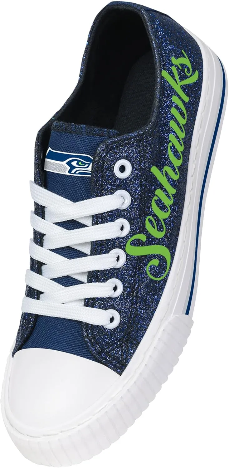 FOCO Women's NFL Team Logo Ladies Fashion Glitter Low Top Canvas Sneakers Shoes Dallas Cowboys Shoes-10/XXL