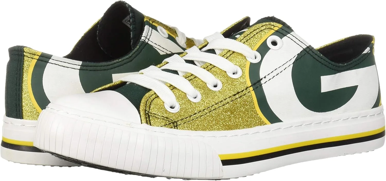 FOCO Women's NFL Team Logo Ladies Fashion Glitter Low Top Canvas Sneakers Shoes Dallas Cowboys Shoes-10/XXL