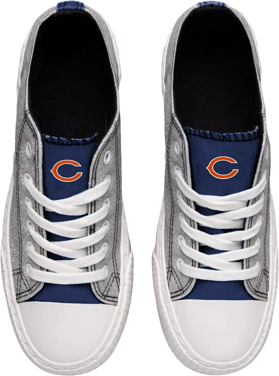 FOCO Women's NFL Team Logo Ladies Fashion Glitter Low Top Canvas Sneakers Shoes Dallas Cowboys Shoes-10/XXL