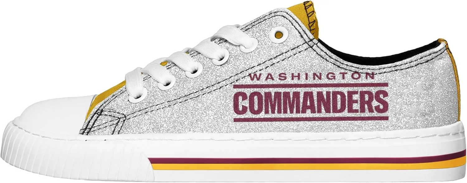 FOCO Women's NFL Team Logo Ladies Fashion Glitter Low Top Canvas Sneakers Shoes Dallas Cowboys Shoes-10/XXL
