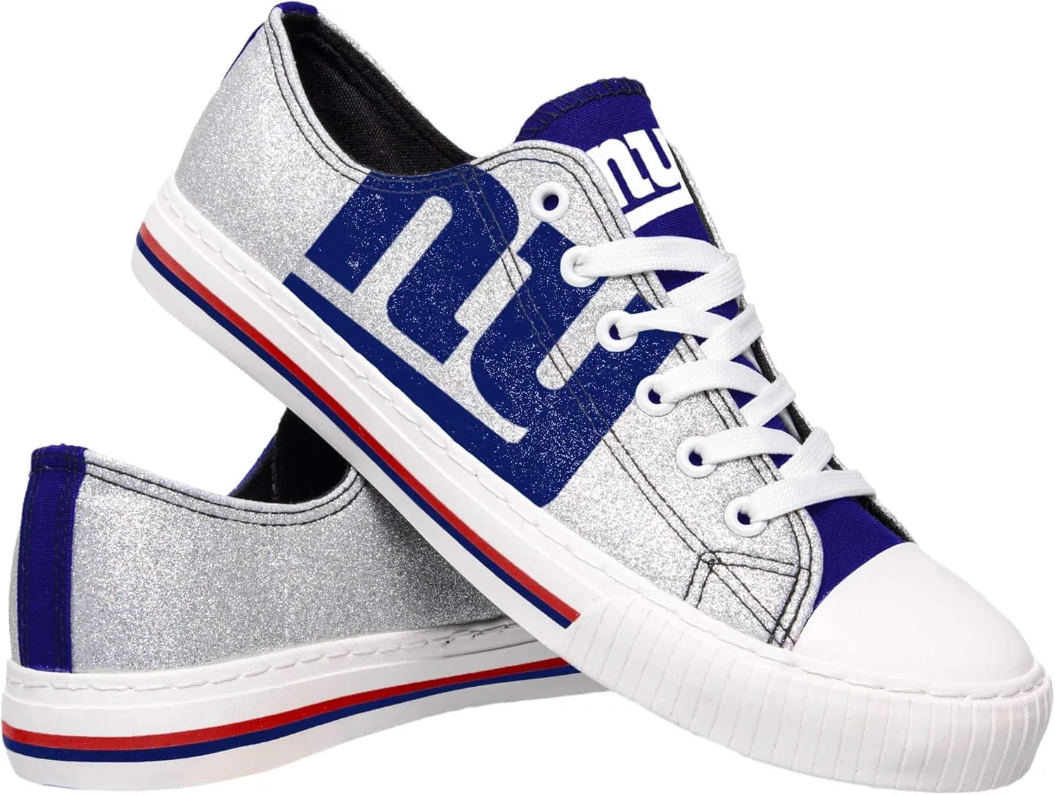 FOCO Women's NFL Team Logo Ladies Fashion Glitter Low Top Canvas Sneakers Shoes Dallas Cowboys Shoes-10/XXL