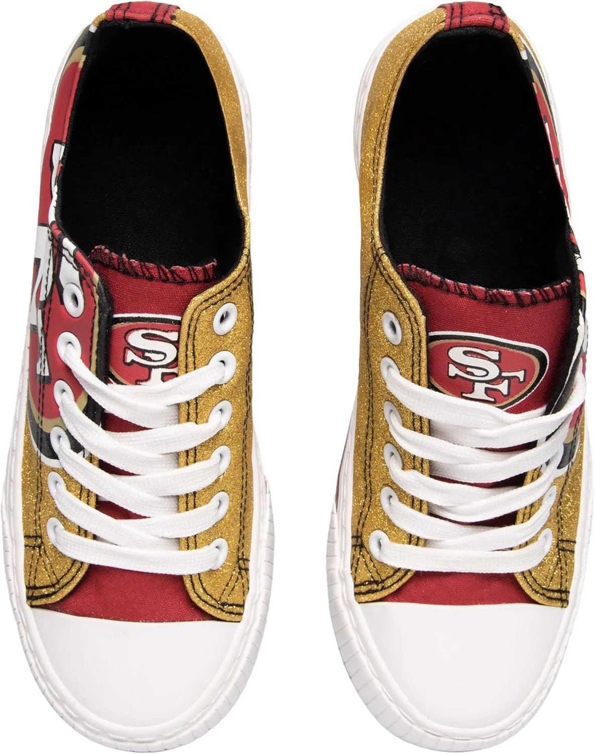 FOCO Women's NFL Team Logo Ladies Fashion Glitter Low Top Canvas Sneakers Shoes Dallas Cowboys Shoes-10/XXL
