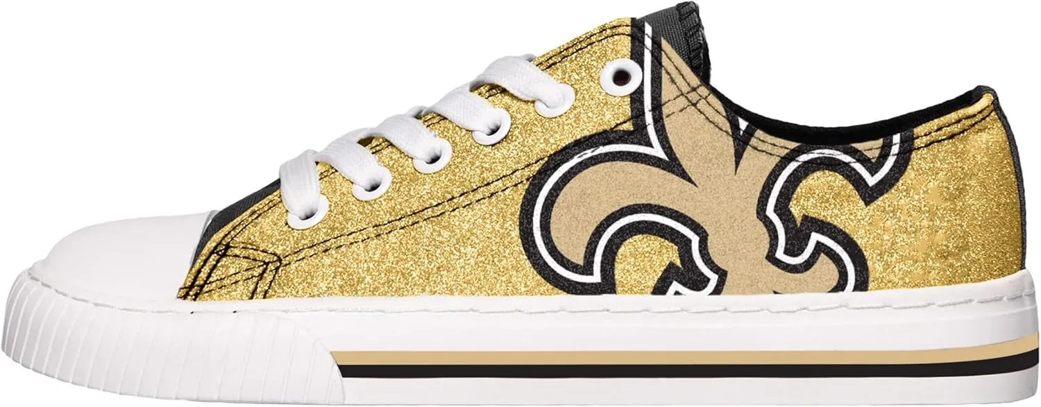 FOCO Women's NFL Team Logo Ladies Fashion Glitter Low Top Canvas Sneakers Shoes Dallas Cowboys Shoes-10/XXL