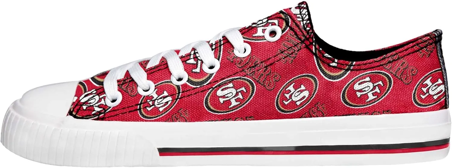 FOCO Women's NFL Team Logo Ladies Fashion Glitter Low Top Canvas Sneakers Shoes Dallas Cowboys Shoes-10/XXL