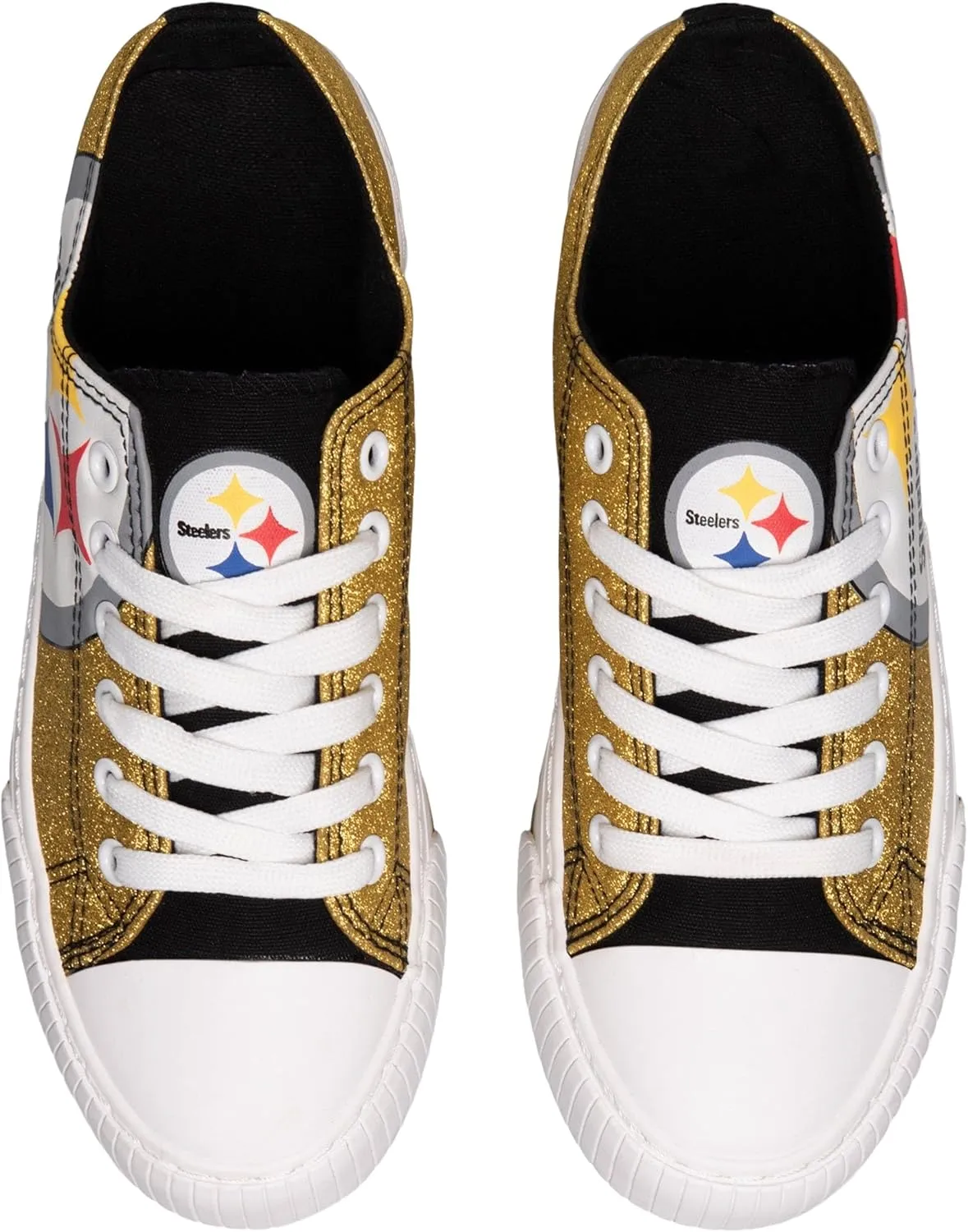 FOCO Women's NFL Team Logo Ladies Fashion Glitter Low Top Canvas Sneakers Shoes Dallas Cowboys Shoes-10/XXL