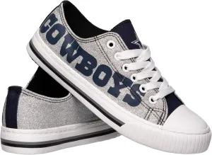 FOCO Women's NFL Team Logo Ladies Fashion Glitter Low Top Canvas Sneakers Shoes Dallas Cowboys Shoes-10/XXL